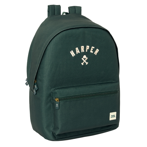 Safta Harper and Neyer Green Mochila para Portatil hasta 15.6" - Antirrobo - Conector USB - Base Acolchada - Hombreras Ergonomicas - Asa Superior - 24.55L - 310x180x440mm - Color Verde Oscuro