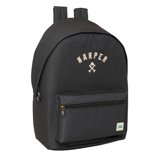 Safta Harper and Neyer Black Mochila para Portatil hasta 15.6" - Conector USB - Base Acolchada - Tirador Doble - Hombreras Ergonomicas - Asa Superior - 24.55L - 310x180x440mm - Color Negro