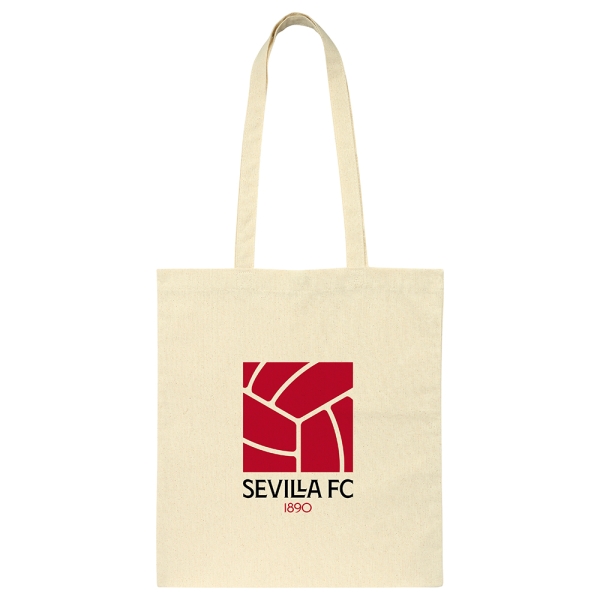 Safta Sevilla FC Tote Bag Bolsa de Tela - Asas de Mano - 100% Algodon - Cierre con Clip - Facil Cuidado - 38x42cm - Color Beige