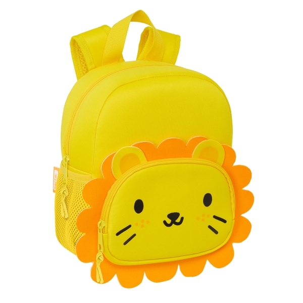 Safta Leon Mochila de Neopreno - Bolsillo Frontal - Tirador Doble - Portabotellas - Interior Forrado - Hombreras y Espalda Acolchadas - Asa de Mano - 200x90x250mm - Color Amarillo