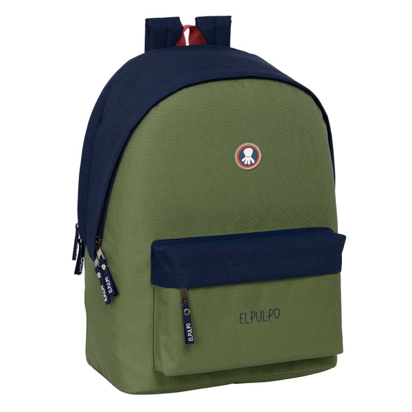 Safta el Pulpo Mochila para Portatil hasta 15.6" - Conector USB - Base Acolchada - Tirador Doble - Hombreras Ergonomicas - Asa Superior - 310x180x440mm - Color Verde Oscuro