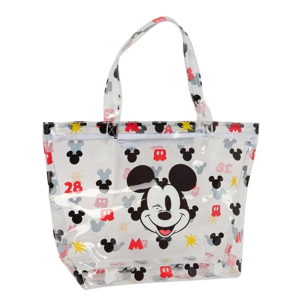 Safta Mickey Mouse Beach Bolso Grande - Cremallera - Bolsillo Interior - Asas Superiores - 31L - Ideal para Compras y Viajes - 540x170x350mm - Color Blanco