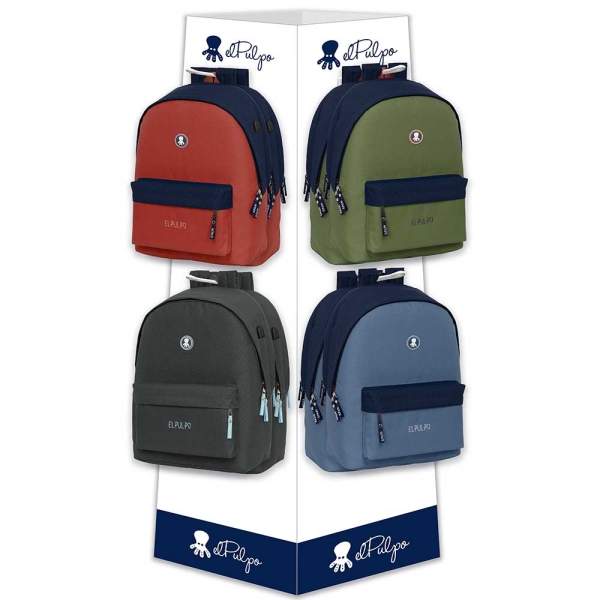 Safta el Pulpo Basics Expositor con 8 Ganchos - Fabricado con Carton Reciclado - Ecologico - Presentacion Ordenada y Atractiva - 420x420x1600mm - Colores Surtidos