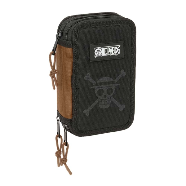 Safta One Piece Plumier de 3 Pisos - 37 Piezas - 1.3L - Goma - Lapiz - Boligrafos - Sacapuntas - Reglas - 16 Colores - 14 Rotuladores - 125x55x195mm - Color Negro