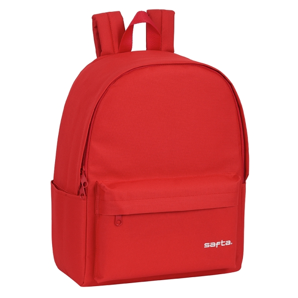 Safta Mochila para Portatil hasta 14.1" - 19.85L - Hombreras Acolchadas - Base Acolchada - Tirador Doble - Asa Superior - Bolsillo Frontal - Bolsillos Laterales - 310x160x400mm - Color Rojo