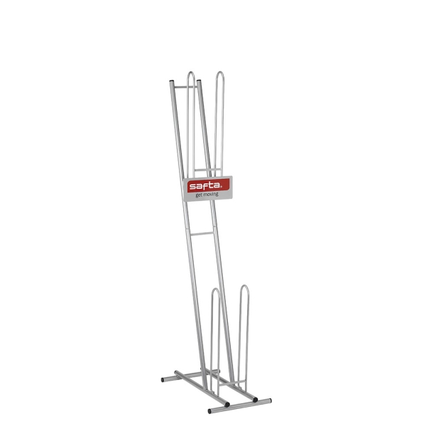 Safta Expositor de Carros Portamochilas - Ruedas Antivibracion - Sujecion Universal - Compacto Cerrado - Modelo Patentado. - 30x23x55cm - Color Acero
