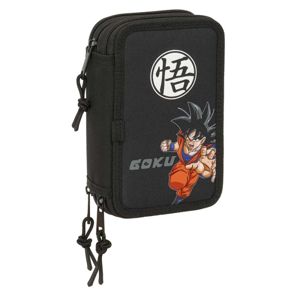 Safta Dragon Ball Plumier de 3 Pisos - 37 Piezas - 1.3L - Goma - Lapiz - Boligrafos - Sacapuntas - Reglas - 16 Colores - 14 Rotuladores - 125x55x195mm - Color Negro