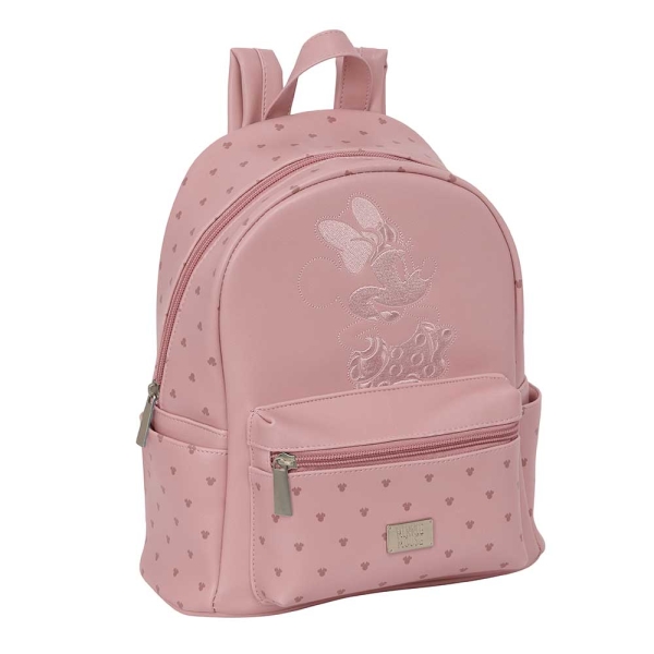 Safta Minnie Mouse Mini Mochila - Bolsillo Frontal - Bolsillo Lateral - Interior Forrado - Hombreras Ajustables - Asa Superior - 9L - 240x120x280mm - Color Rosa Pastel