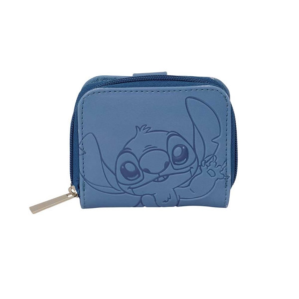 Safta Stitch Blue Monedero con Billetera - Cierre con Iman - Compartimento con Cremallera - 0.10L - 110x20x95mm - Color Azul