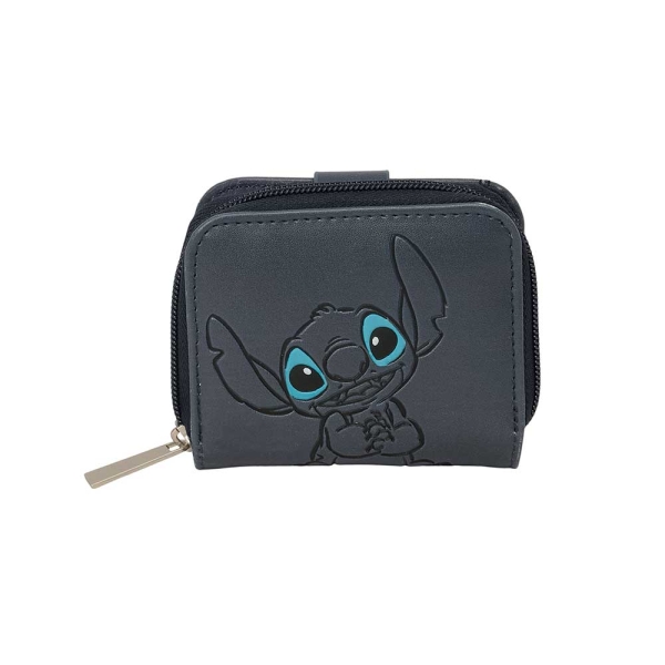 Safta Stitch Gray Monedero con Billetera - Compartimento para Billetes y Tarjetas - Cierre con Iman - Compartimento para Monedas - 0.10L - 110x20x95mm - Color Negro