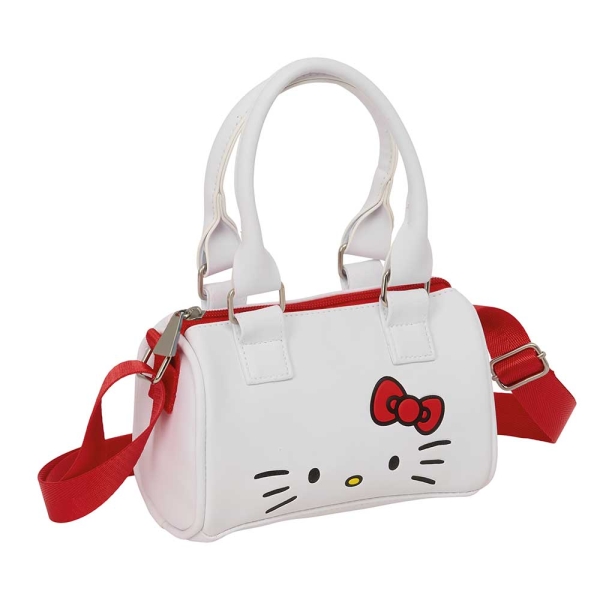 Safta Hello Kitty Bolso - Cremallera - Interior Forrado - Asas y Bandolera Ajustables - 1.20L - 160x75x100mm - Color Blanco