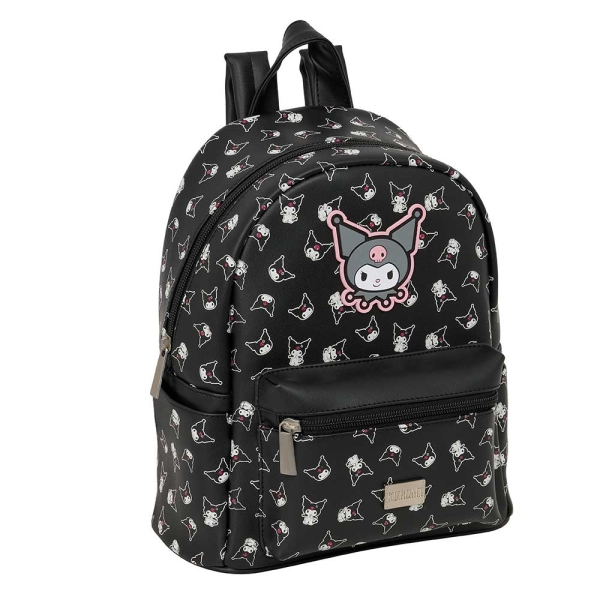 Safta Kuromi Mini Mochila - Bolsillo Frontal - Cremalleras con Doble Tirador - Bolsillo Lateral - Interior Forrado - Hombreras Ajustables - Asa Superior Comoda - 240x120x280mm - Color Negro