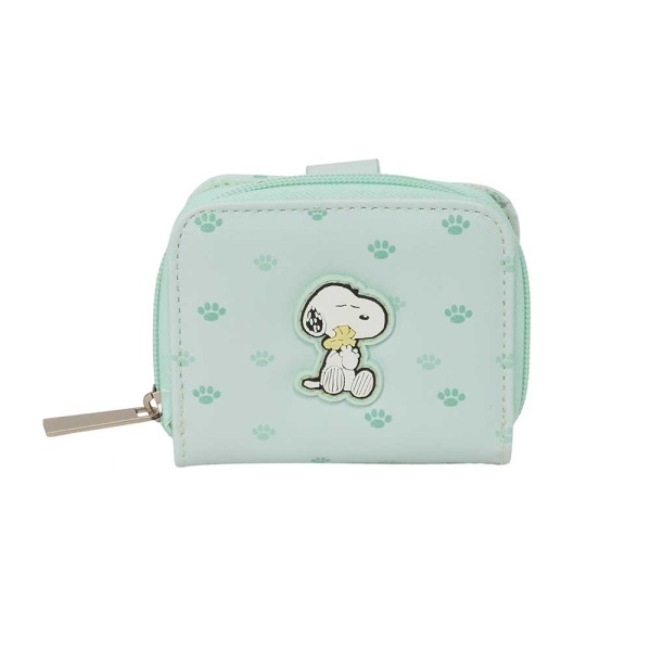 Safta Snoopy Monedero con Billetera - Compartimento con Iman - Cierre con Cremallera - 0.10L - 110x20x95mm - Color Menta