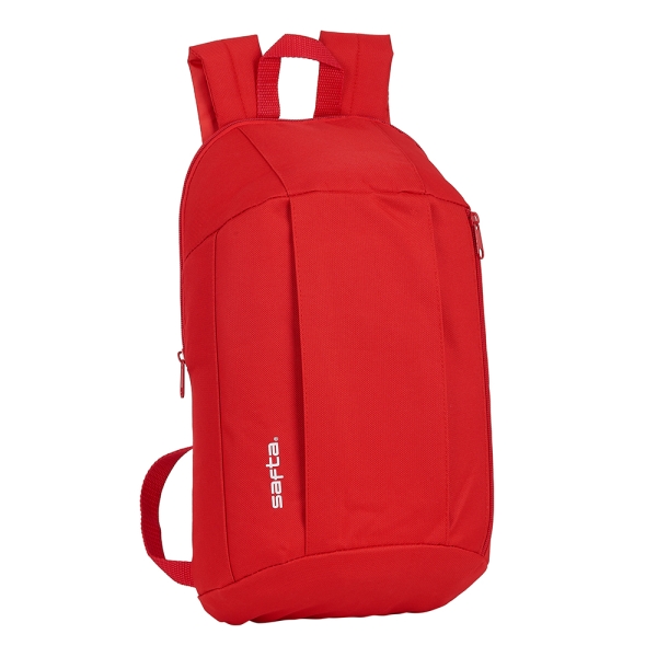 Safta Mini Mochila - Hombreras Acolchadas - Cremallera - Asa Superior - Bolsillo Frontal - Ajustables y Confortables - 8.5L - 220x100x390mm - Color Rojo