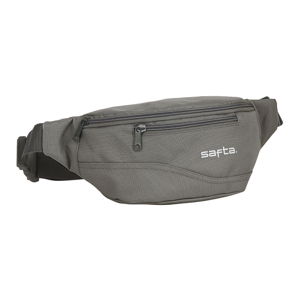 Safta Bolsa de Cintura - Cremallera - Cintas Ajustables - Cierre de PVC - 2.49L - 230x90x120mm - Color Gris