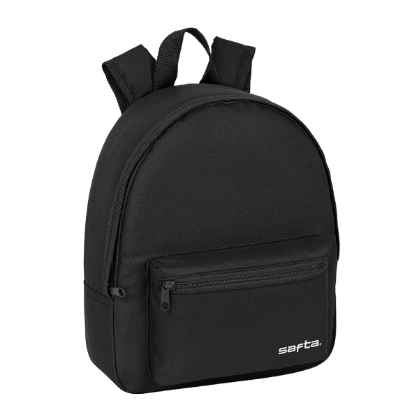 Safta Mini Mochila - Bolsillo Frontal - Cremallera - Hombreras Ajustables - Asa Superior - Compacta y Ligera - 8.65L - 270x100x320mm - Color Negro