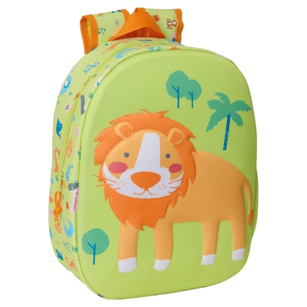 Safta Leon Mochila 3D - Portabotellas - Hombreras Acolchadas - Asa Superior - Ligero y Duradero - Color Verde Claro