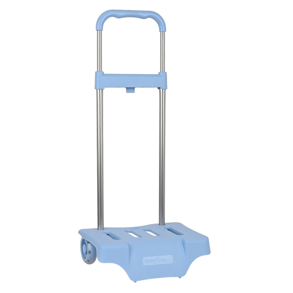 Safta Carro Portamochilas - Ruedas Antivibracion - Sistema de Sujecion Universal - Medidas Compactas - Material Resistente - 32x16x44cm - Color Azul Claro
