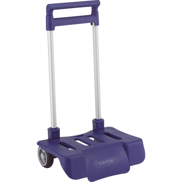 Safta Carro Portamochilas - Ruedas Antivibracion - Plegable y Compacto - Sistema Antivuelco - Material Resistente - Modelo Patentado - 32x16x44cm - Color Azul Marino