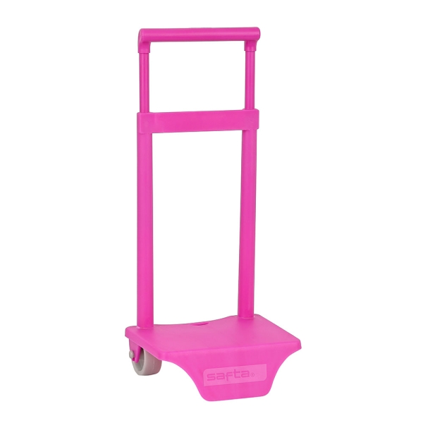 Safta Carro Portamochilas - Sujecion Universal - Material Polipropileno - Ruedas de PVC - 18x16x35cm - Color Rosa