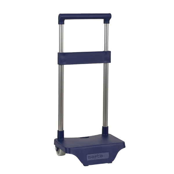 Safta Carro Portamochilas - Sujecion Universal - Material Resistente - Ruedas de PVC - 26x10x34cm - Color Azul Marino