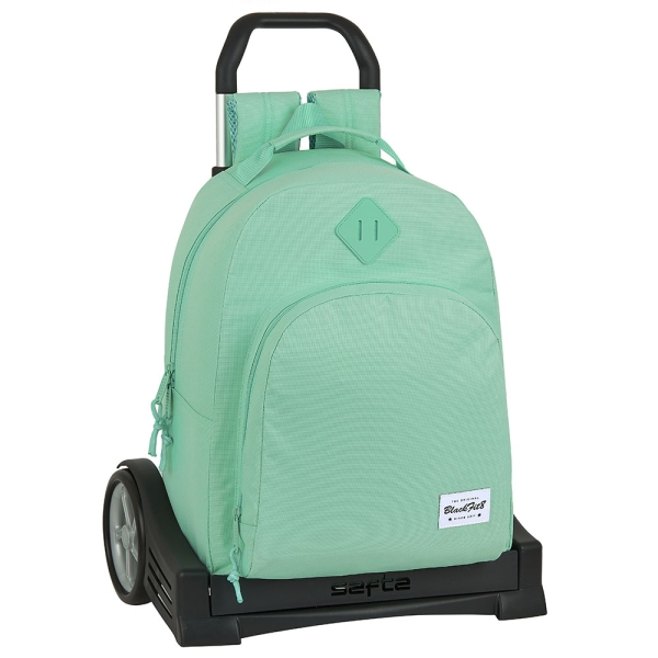 Safta Blackfit8 Mochila con Carro - Tirador Doble - Hombreras Ergonomicas - Mochila Extraible - Ruedas Antivibracion - 320x150x420mm - Color Turquesa