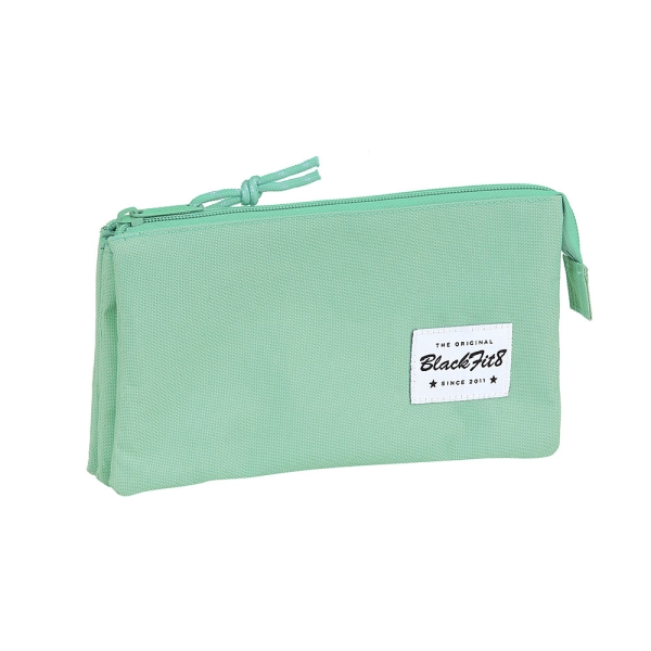 Safta Blackfit8 Portatodo - 3 Compartimentos con Cremalleras - Bolsillo Interior - 0.6L - 220x30x120mm - Color Turquesa