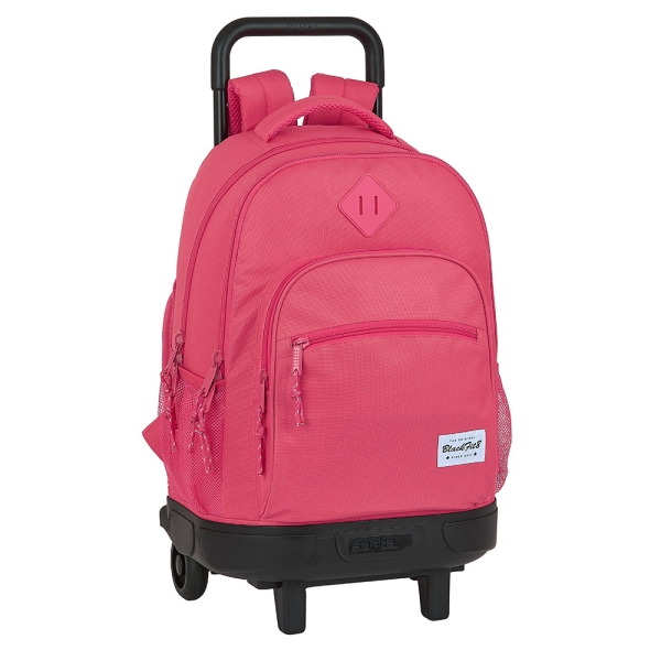 Safta Blackfit8 Fresa Mochila con Carro - Extraible - Bolsillo Frontal - Bolsillo Lateral - Tirador Doble - Hombreras Acolchadas - Tarjeta ID - Bandeja PVC - 33L - 330x220x450mm - Color Rosa