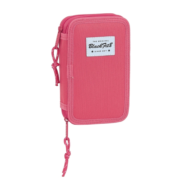 Safta Blackfit8 Fresa Plumier de 2 Pisos - 28 Piezas - 1L - Goma - Lapiz - Boligrafo - Sacapuntas - 10 Colores - 14 Rotuladores - 125x40x195mm - Color Rosa