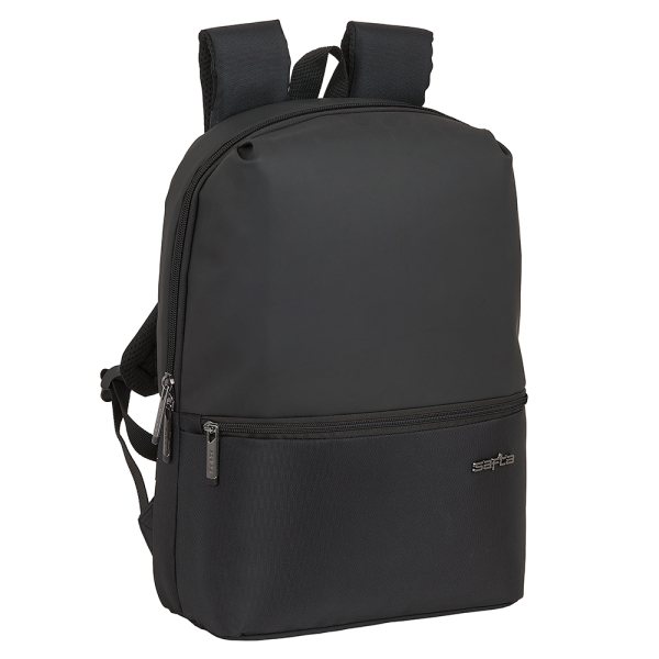 Safta Business Mochila para Portatil hasta 14.1" - Doble Tirador - Bolsillo Frontal - Hombreras Ergonomicas - Espalda Acolchada - Cinta para Maletas - Asa Superior - 280x130x400mm - Color Negro