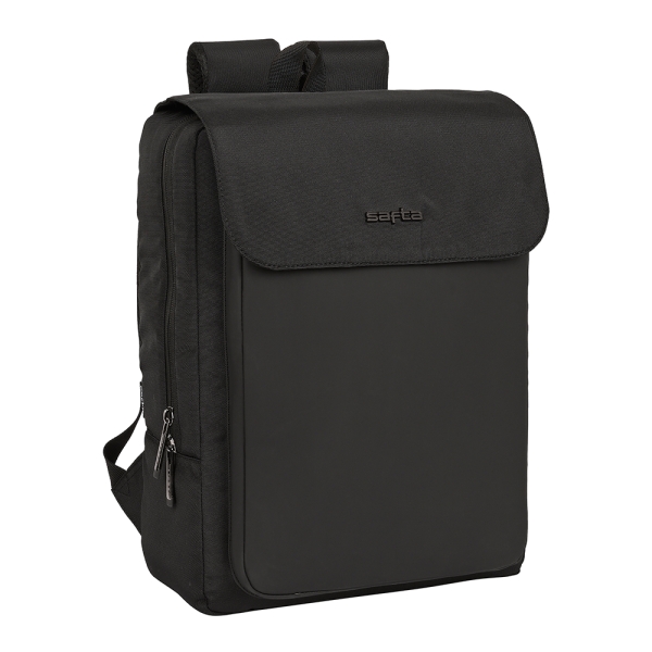 Safta Business Mochila para Portatil hasta 13.3" - Cierre Doble - Conector USB - Correas Acolchadas y Transpirable - Espalda Acolchada Ergonomica - Cinta para Maleta - Asa Superior - Color Negro