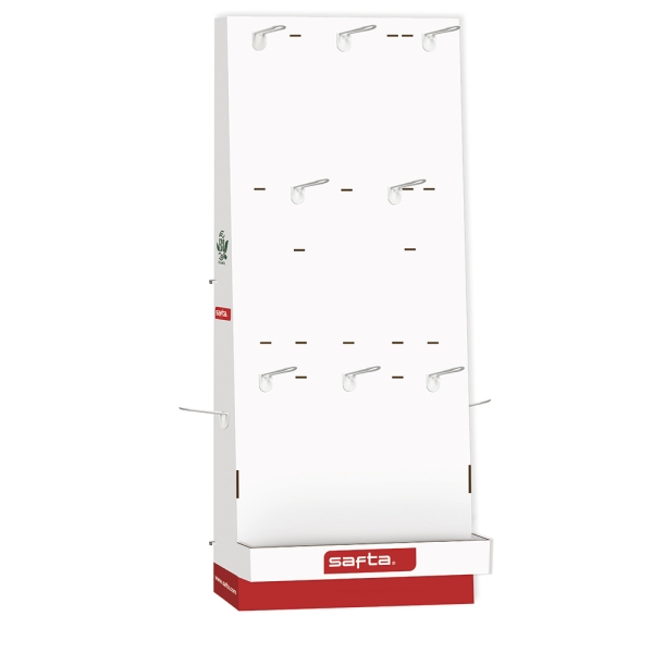 Safta Expositor Vacio con 10 Ganchos - Estructura Robusta - 650x280x1580mm - Color Blanco