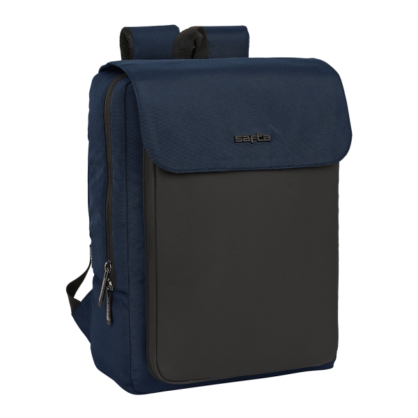 Safta Business Mochila para Portatil hasta 13.3" - Cierre Doble - Conector USB - Rejilla Transpirable - Cinta para Maleta - Asa Superior - 13.6L - 290x120x390mm - Color Azul Marino