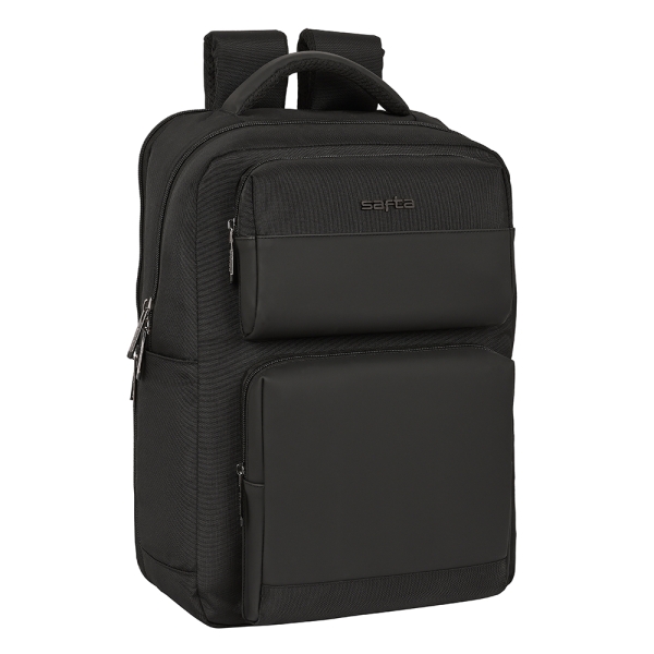Safta Business Mochila para Portatil hasta 15.6" - Conector USB - Bolsillo Portabotellas - Bolsillo Antirrobo - Bolsillos Frontales - Acolchado - Hombreras Acolchadas y Transpirable - Color Negro