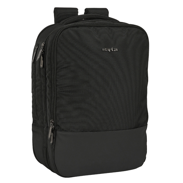 Safta Business Mochila para Portatil hasta 15.6" - Conector USB - Ergonomico - Organizador - Bolsillo Lateral - Cinta para Maleta - Interior Acolchado - Color Negro