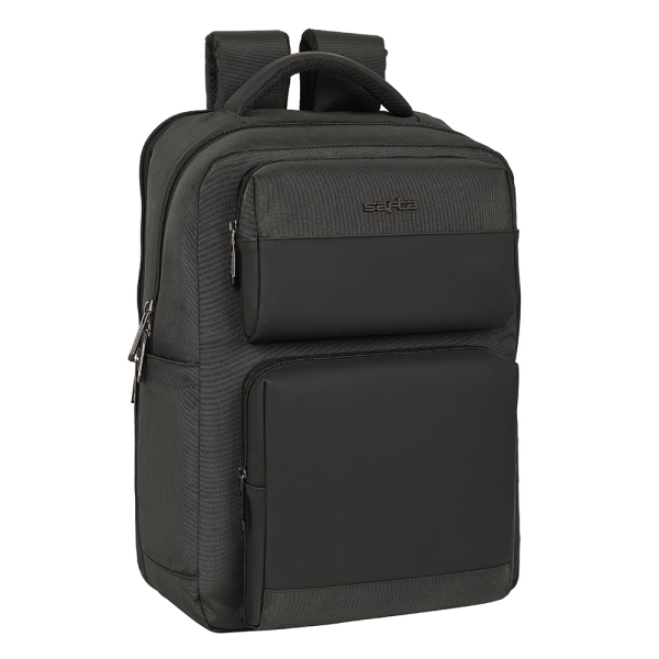 Safta Business Mochila para Portatil hasta 15.6" - Conector USB - Portabotellas - Bolsillos Frontales - Tirador Doble - Compatible con Maleta - 310x130x440mm - Color Gris Oscuro