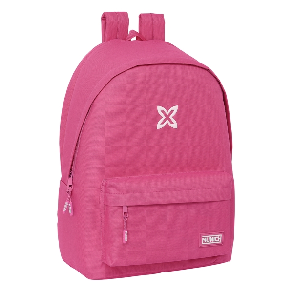 Safta Munich Basicos Fucsia Mochila para Portatil hasta 15.6" - Antirrobo - Conector USB - Base Acolchada - Bolsillo Frontal - Hombreras Ergonomicas - 24.55L - 310x180x440mm - Color Rosa