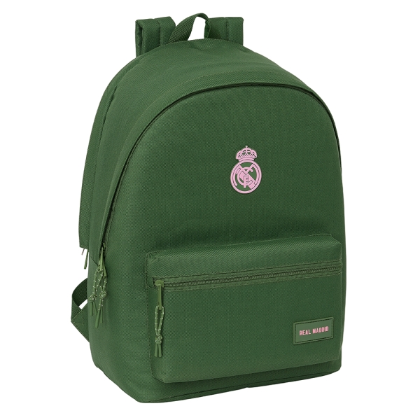 Safta Real Madrid Chica Caqui Mochila para Portatil hasta 15.6" - Conector USB - Acolchado en Espalda - Hombreras Ergonomicas - Base Acolchada - Asa Superior - 24.55L - 310x180x440mm - Color Verde