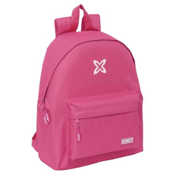 Safta Munich Basicos Fucsia Mochila - Bolsillo Frontal - Hombreras Acolchadas - Doble Tirador en Cremallera - Asa Superior - 20.8L - 330x150x420mm - Color Rosa