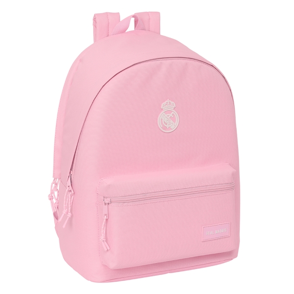 Safta Real Madrid Chica Mochila para Portatil hasta 15.6" - Antirrobo - Conector USB - Base Acolchada - Bolsillo Frontal - Hombreras Ergonomicas - Asa Superior - 310x180x440mm - Color Rosa