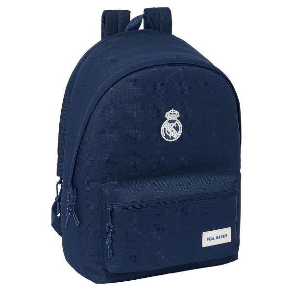 Safta Real Madrid Chica Marino Mochila para Portatil hasta 15.6" - Alojamiento Antirrobo - Conector USB - Base Acolchada - Ergonomica - Asa Superior - 310x180x440mm - Color Azul Marino