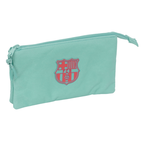 Safta F.C.Barcelona Chica Musgo Portatodo - 3 Compartimentos con Cremalleras - Bolsillo Interior - 0.6L - 220x30x120mm - Color Menta