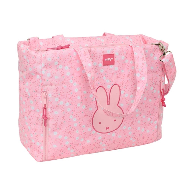 Safta Miffy Flores Maletin para Portatil hasta 14.1" - Cremallera - Bolsillos Frontales - Hombrera Ajustable - Asas de Mano - 28.46L - 400x170x310mm - Color Rosa