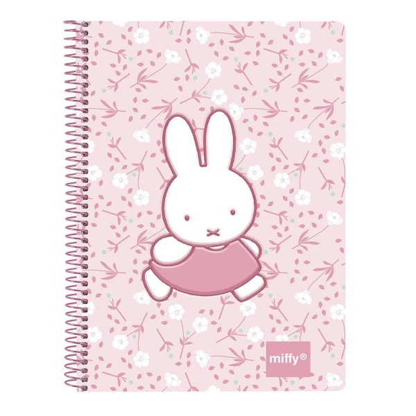 Safta Miffy Flores Bloc de Notas - Espiral - Estampado Divertido - 135x19x179mm - Color Rosa