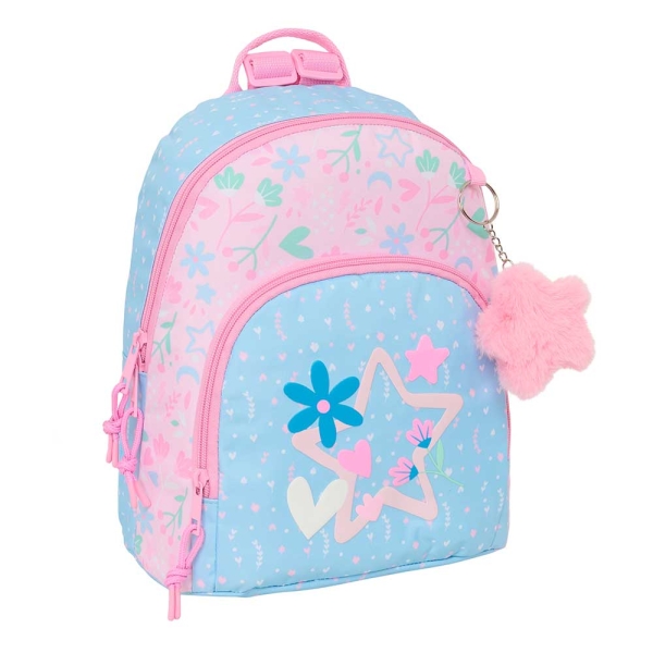 Safta Blackfit8 Smile Mini Mochila - Bolsillo Frontal - Tirador Doble - Bolsillo Trasero Accesible - Hombreras Ajustables - Asa Superior - 9.75L - 250x130x300mm - Color Azul Claro