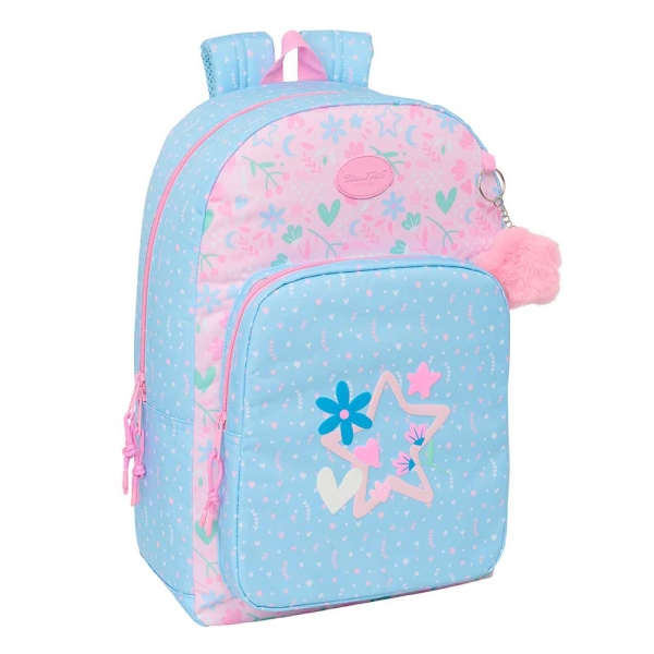 Safta Blackfit8 Smile Mochila Adaptable a Carro - Cremallera Doble - Bolsillo Frontal - Hombreras Acolchadas - Asa Superior - 19.3L - 300x140x460mm - Color Azul Claro