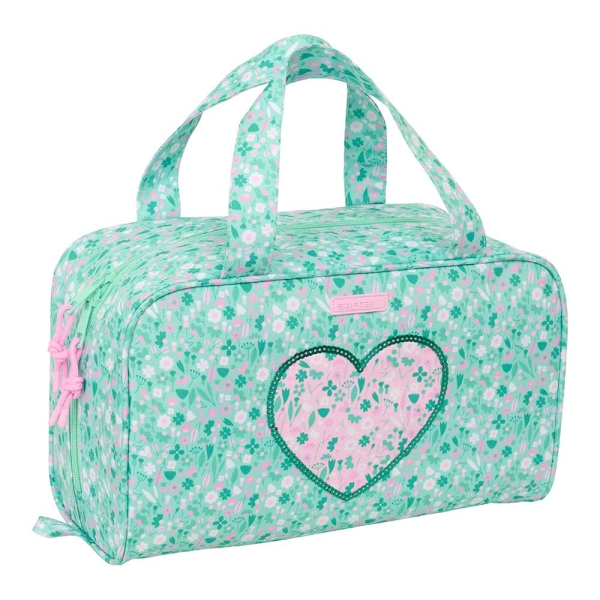 Safta Cuore Neceser de 8L - Cremallera - Asas de Mano Superiores - Interior Forrado - Bolsillo Interior - Tirador Doble - 310x140x190mm - Color Turquesa