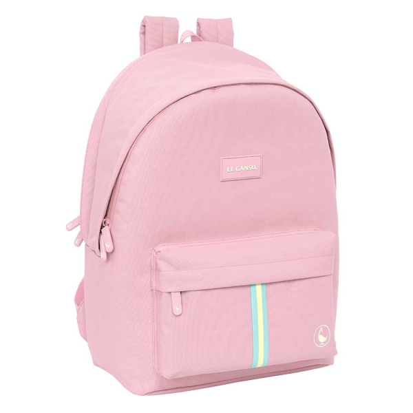 Safta el Ganso Basics Pink Mochila para Portatil hasta 15.6" - Conector USB - Base Acolchada - Bolsillo Frontal - Tirador Doble - Hombreras Ergonomicas - Asa Superior - 310x180x440mm - Color Rosa