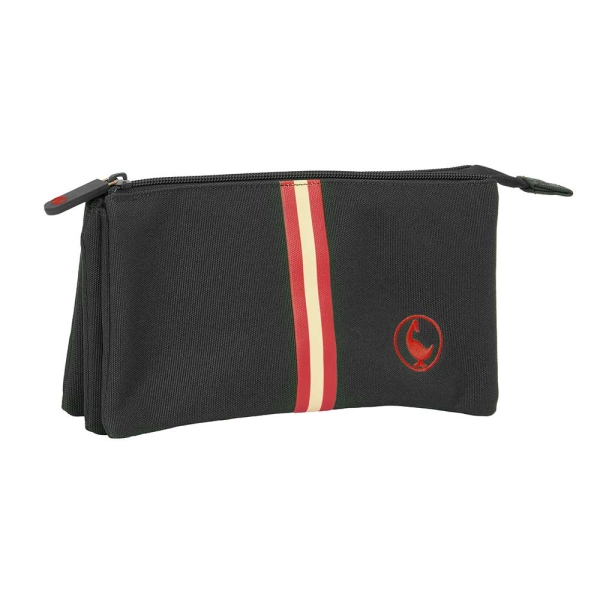 Safta el Ganso Basics Black Portatodo - 3 Compartimentos con Cremalleras - 0.6L - Bolsillo Interior - 220x30x120mm - Color Negro