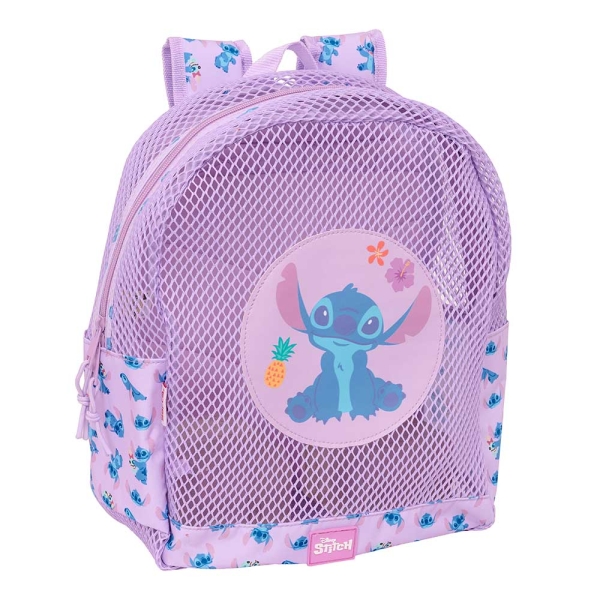 Safta Stitch Mochila - Rejilla Anti-Arena - Doble Tirador - Hombreras Ergonomicas - Asa Superior - 13.15L - 320x120x380mm - Color Violeta